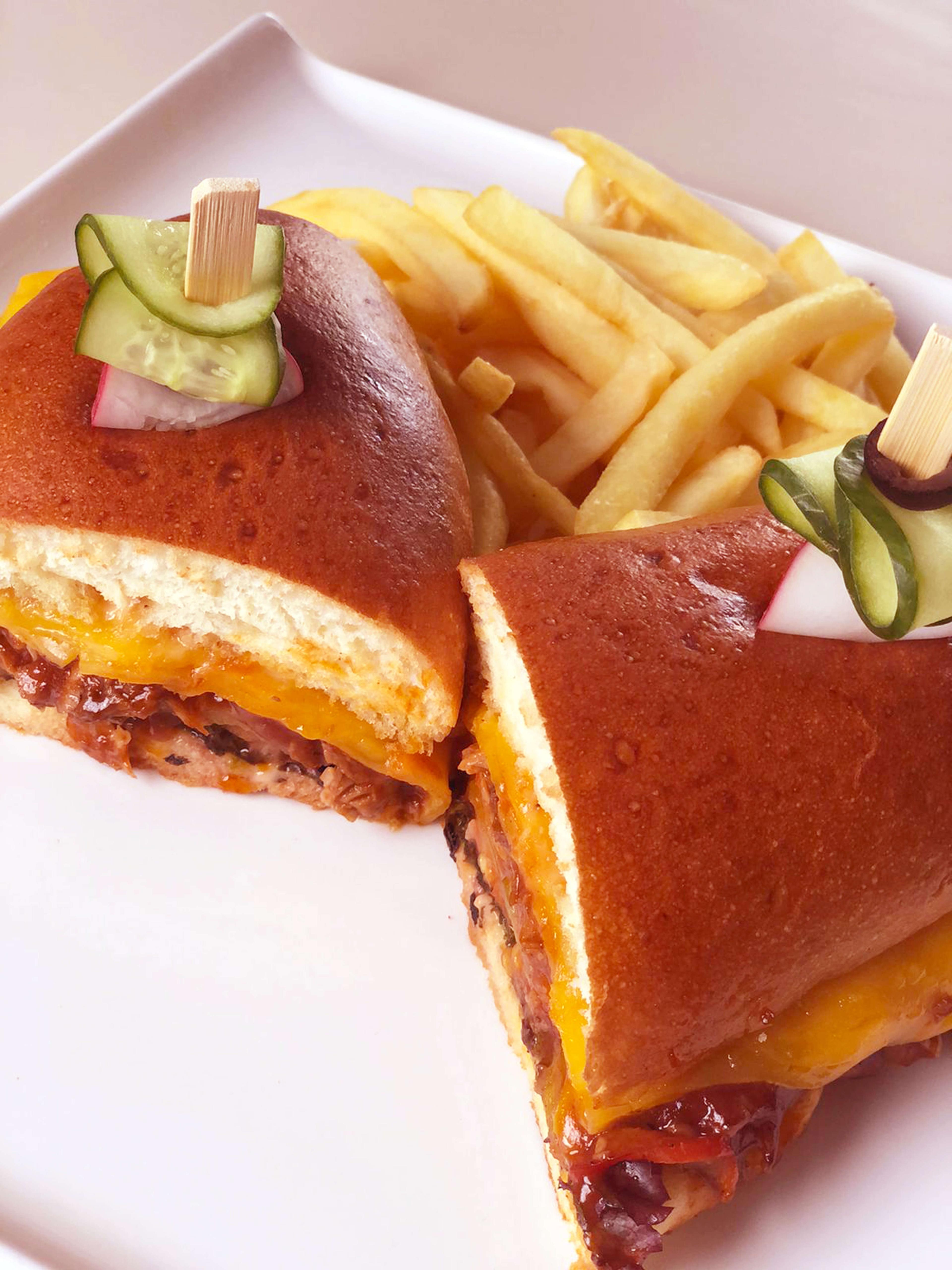 Pan Fried Beef  Sandwich with BBQ Sauce
