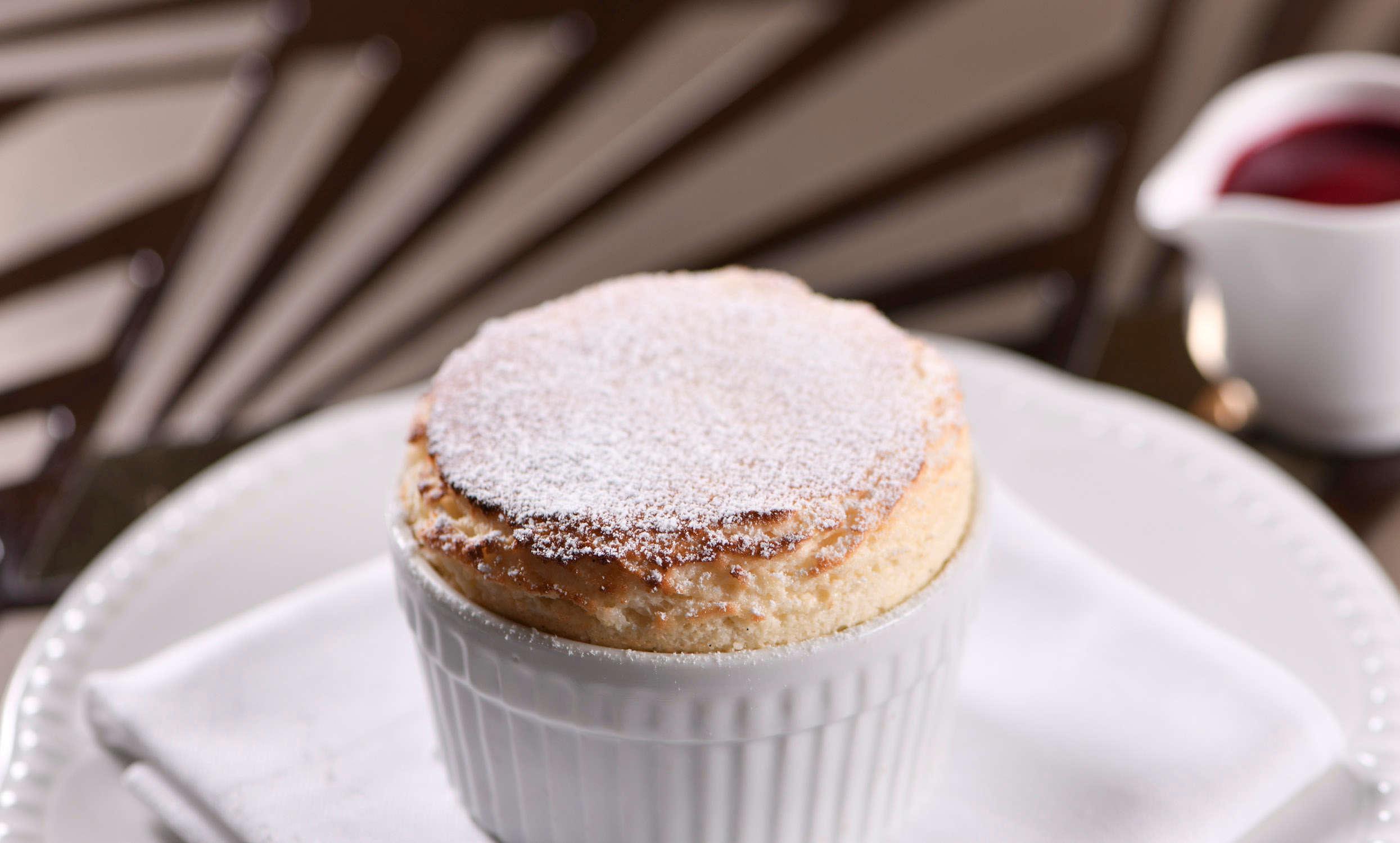 Lemon Soufflé with Raspberry Coulis